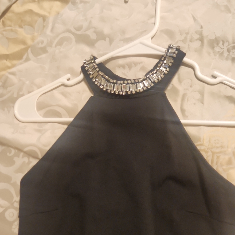 Charlotte Russe Black Embellished Halter Dress